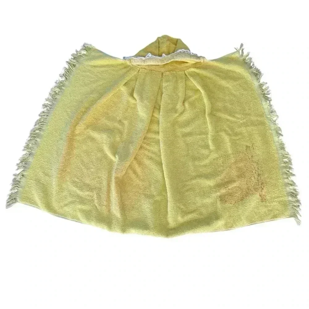 Vintage Lion Roar Terry Cloth Yellow Baby Child Towel With Hood 1970s Retro MCM